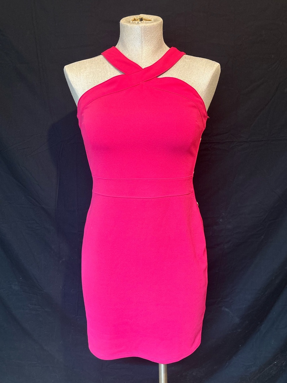 Guess Hot Pink Cross-Front Mini Dress - Picture 2 of 5